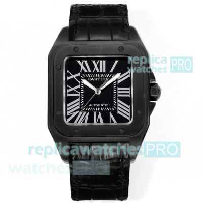 Swiss Clone Cartier Santos 100th Anniversary Limited Edition Black 2824 Watch 